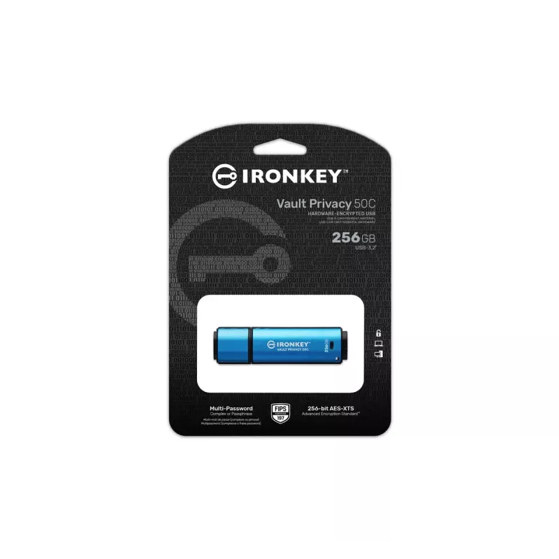 Kingston Technology IronKey 256 GB USB-C Vault Privacy 50C AES-256-verschlüsselt, FIPS 197