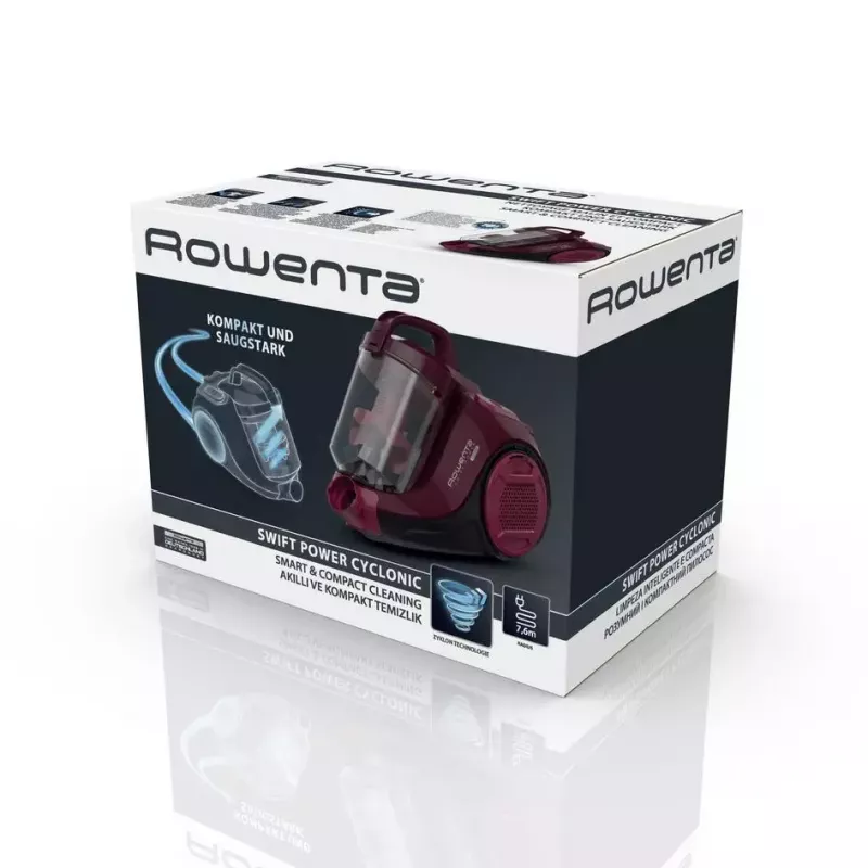 Bodenstaubsauger ROWENTA Swift Power RO2933 — 750 W, beutellos, burgunderrot/schwarz, 4,87 kg