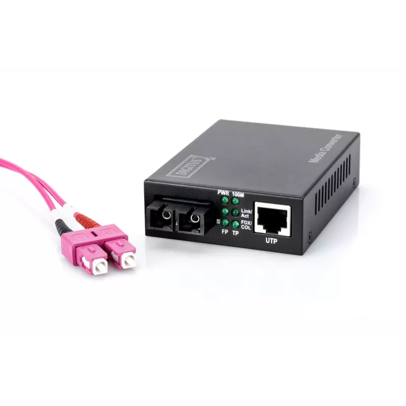 DIGITUS Medienkonverter, Multimode 10/100Base-TX auf 100Base-FX, inkl. Netzteil SC-Stecker, bis zu 2 km