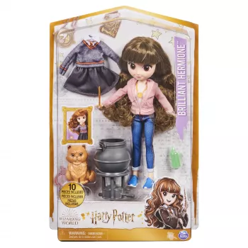 Wizarding World Harry Potter, 8-Zoll Brilliant Hermine Granger Puppen-Geschenkset mit 5 Zubehörteilen und 2 Outfits, Spielzeug für Kinder ab 6 Jahren