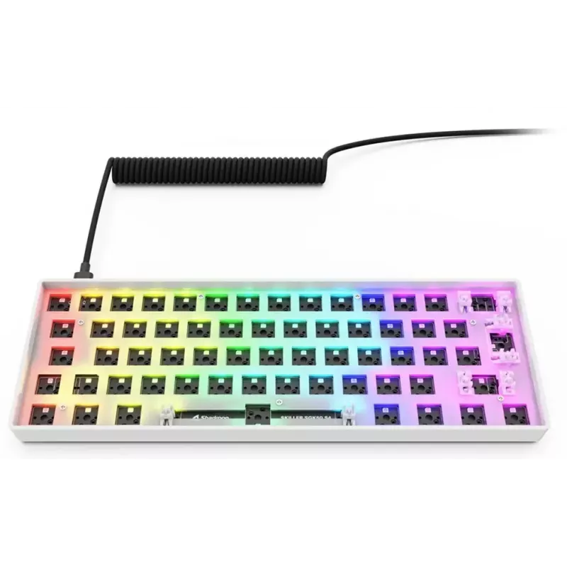 Kompakte 60 % kabelgebundene Tastatur Sharkoon SKILLER SGK50 S4 — QWERTZ-Layout, RGB-Beleuchtung, USB, 1,5 m Kabel, weiß