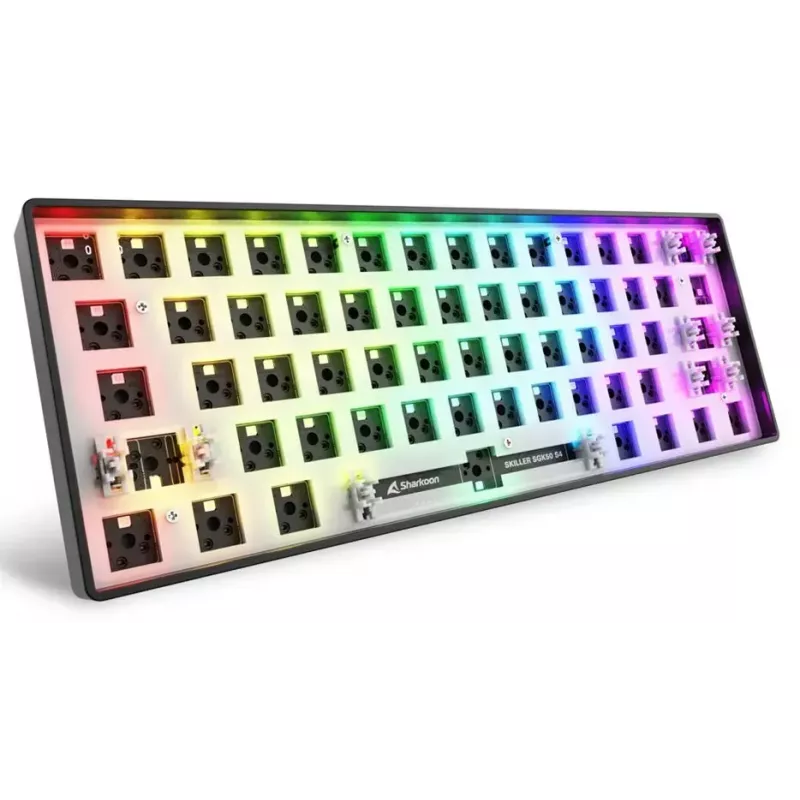 Mechanische kompakte 60%-Tastatur Sharkoon SKILLER SGK50 S4 — Kabelgebundenes USB, QWERTY deutsches Layout, RGB-Hintergrundbeleuchtung, 1,5 m Kabel, schwarz
