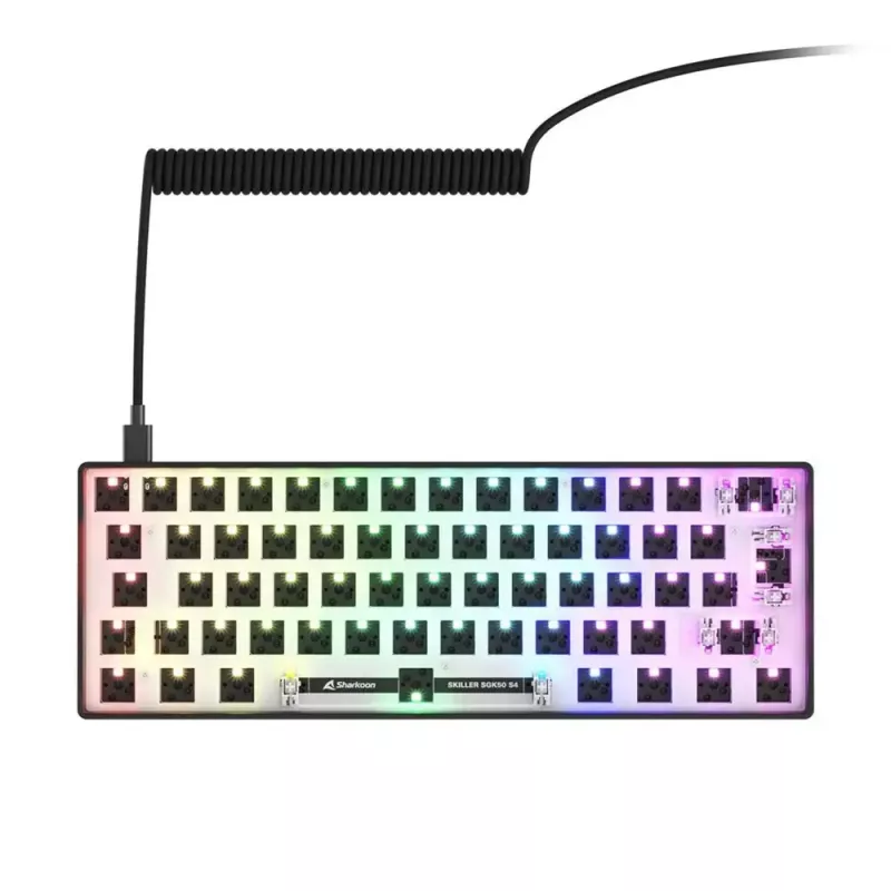 Mechanische kompakte 60%-Tastatur Sharkoon SKILLER SGK50 S4 — Kabelgebundenes USB, QWERTY deutsches Layout, RGB-Hintergrundbeleuchtung, 1,5 m Kabel, schwarz