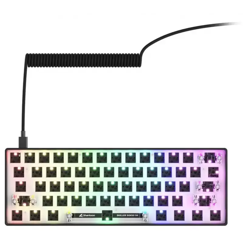 Mechanische kompakte 60%-Tastatur Sharkoon SKILLER SGK50 S4 — Kabelgebundenes USB, QWERTY deutsches Layout, RGB-Hintergrundbeleuchtung, 1,5 m Kabel, schwarz