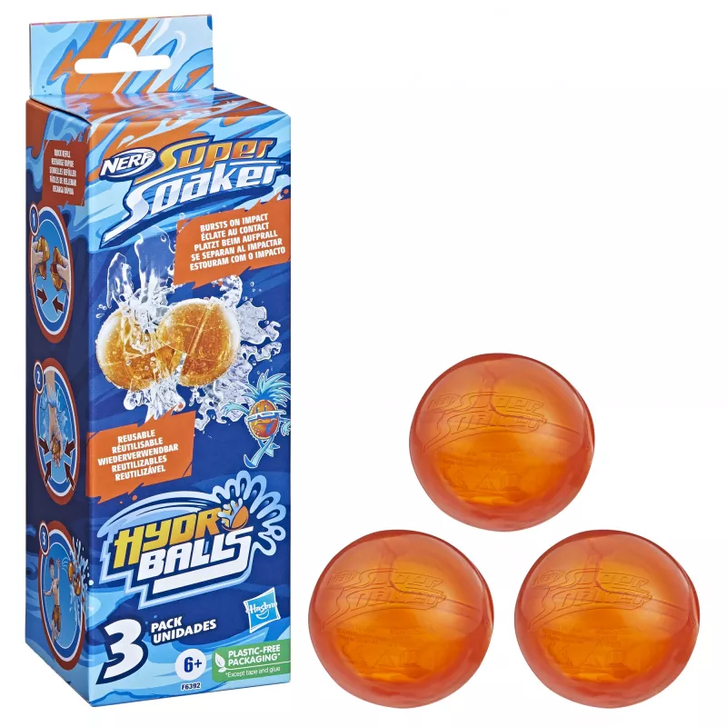 Nerf Super Soaker Hydro Balls 3er-Pack, wiederverwendbare wassergefüllte Bälle