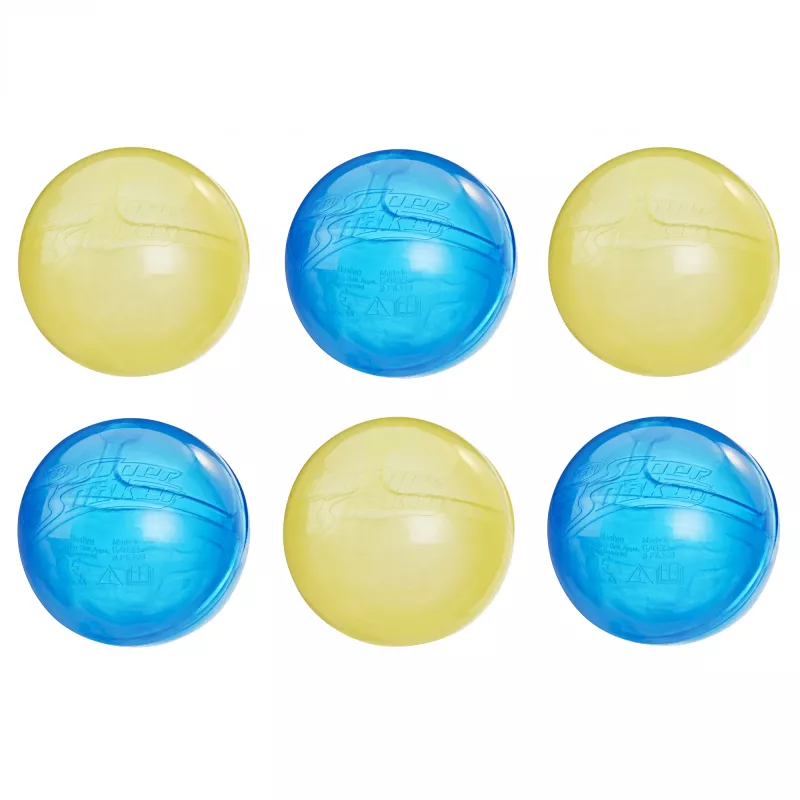 Wasserballons HASBRO Nerf Super Soaker Hydro Balls — eingebauter Wassertank, 6 Stück, Kunststoff, blau/gelb, Alter 6+
