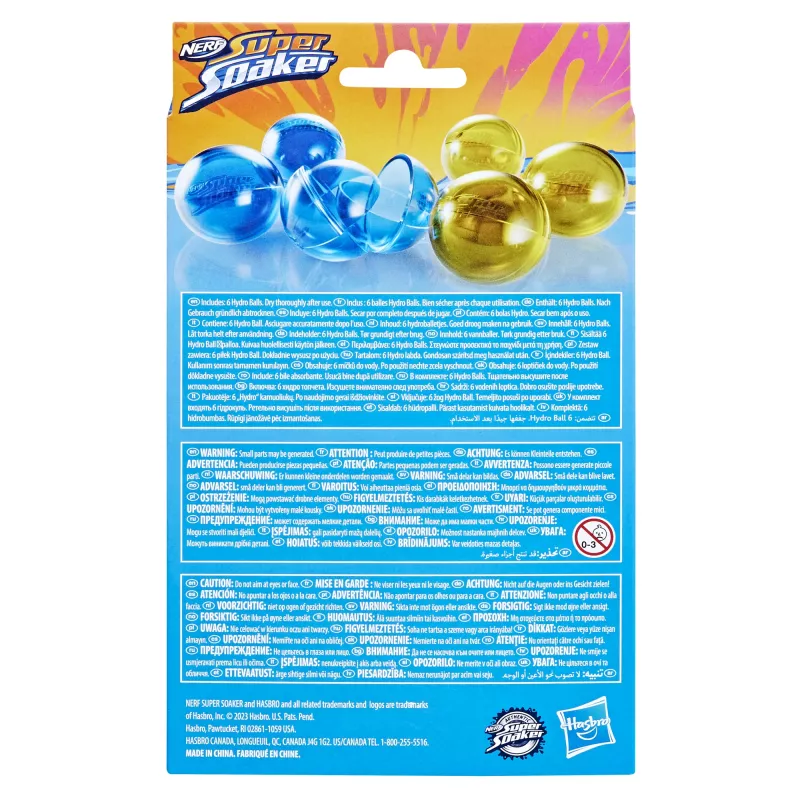Wasserballons HASBRO Nerf Super Soaker Hydro Balls — eingebauter Wassertank, 6 Stück, Kunststoff, blau/gelb, Alter 6+