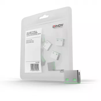 Lindy USB-Port-Blocker (ohne Schlüssel) – Packung mit 10, Farbcode: Grün