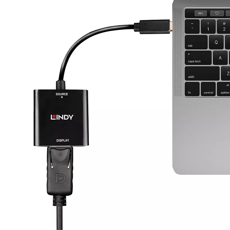 Lindy USB Type C zu DisplayPort 4K144 Konverter, USB Type-C, DisplayPort-Ausgang, 3840 x 2160 Pixel