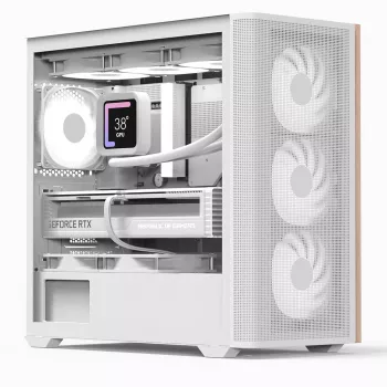 Aerocool D301A Mini Tower Weiß, Holz