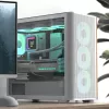 Aerocool D301A Mini Tower Weiß, Holz