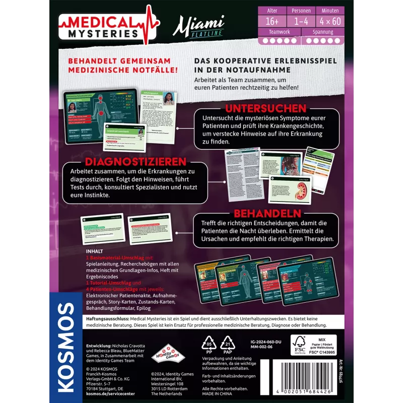 Kosmos Medical Mysteries - Miami Flatline 60 min Brettspiel Deduktion