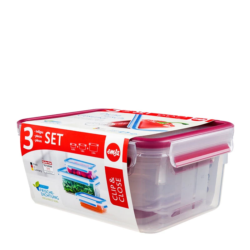 EMSA 508566 Vorratsdose Rechteckig Set Transparent 3 Stk.