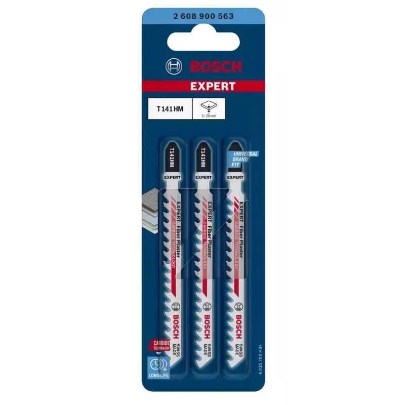 Bosch 2 608 900 563 Stichsägen-/Scrollersägen-/Säbelsägen-Sägeblatt Stichsägeblatt Hartmetall 3 Stk.