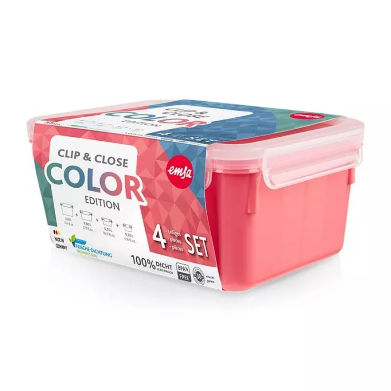 EMSA Clip & Close Rechteckiges Set Coral 4 Stk.
