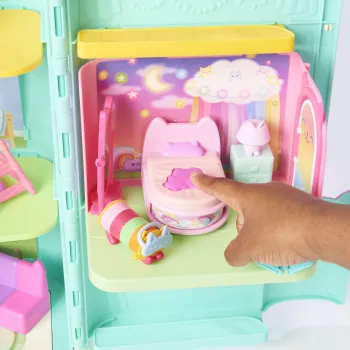 Gabby's Dollhouse , Süße Träume Schlafzimmer mit Pillow Cat Figur und 3 Zubehörteilen, 3 Möbelstücke und 2 Lieferungen, Kinderspielzeug für Kinder ab 3 Jahren