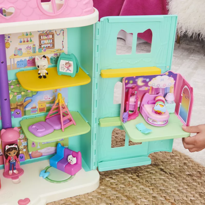 Gabby's Dollhouse , Süße Träume Schlafzimmer mit Pillow Cat Figur und 3 Zubehörteilen, 3 Möbelstücke und 2 Lieferungen, Kinderspielzeug für Kinder ab 3 Jahren