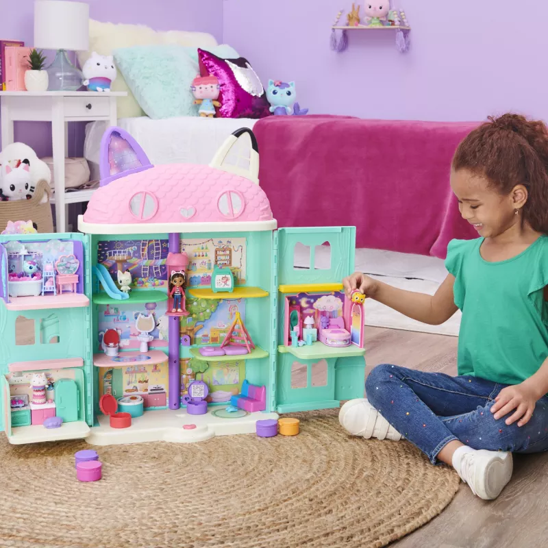 Gabby's Dollhouse , Süße Träume Schlafzimmer mit Pillow Cat Figur und 3 Zubehörteilen, 3 Möbelstücke und 2 Lieferungen, Kinderspielzeug für Kinder ab 3 Jahren