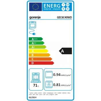 Gorenje GEC6C40WD Freistehender Herd Elektro-Keramikkochfeld Schwarz, Weiß