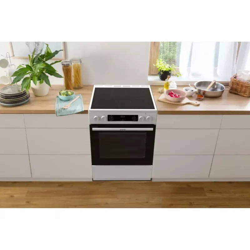 Gorenje GEC6C40WD Freistehender Herd Elektro-Keramikkochfeld Schwarz, Weiß