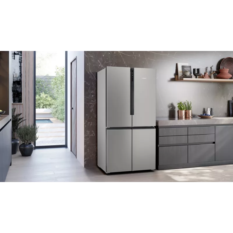 Siemens iQ300 KF96NVPEA Side-by-Side-Kühlschrank Freistehend 605 L Silber