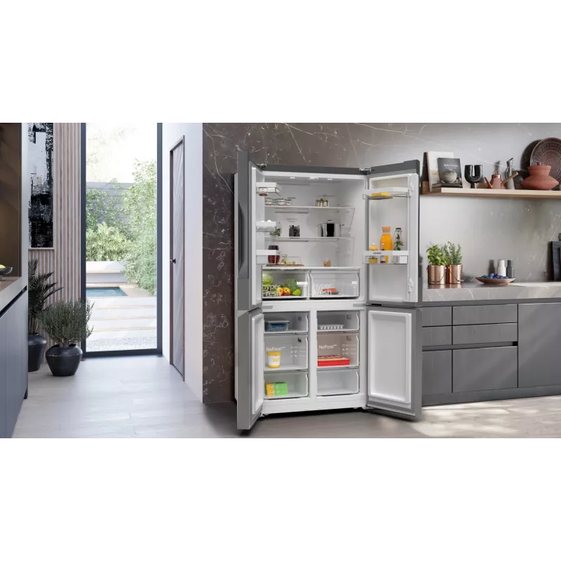 Siemens iQ300 KF96NVPEA Side-by-Side-Kühlschrank Freistehend 605 L Silber