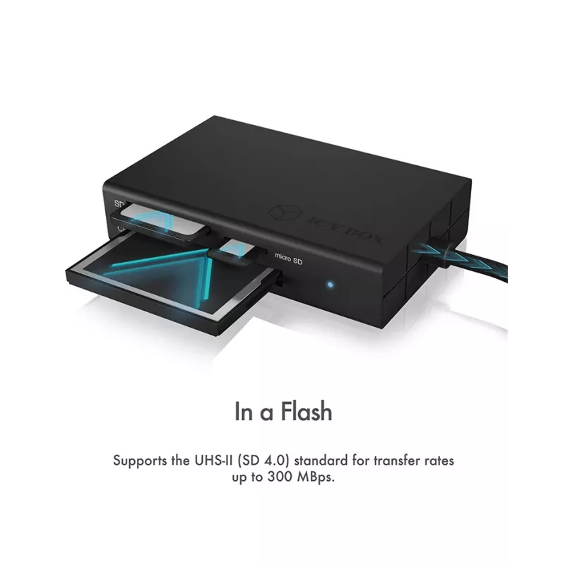 ICY BOX IB-CR401-C3 Kartenleser USB 3.2 Gen 1 (3.1 Gen 1) Type-C Schwarz