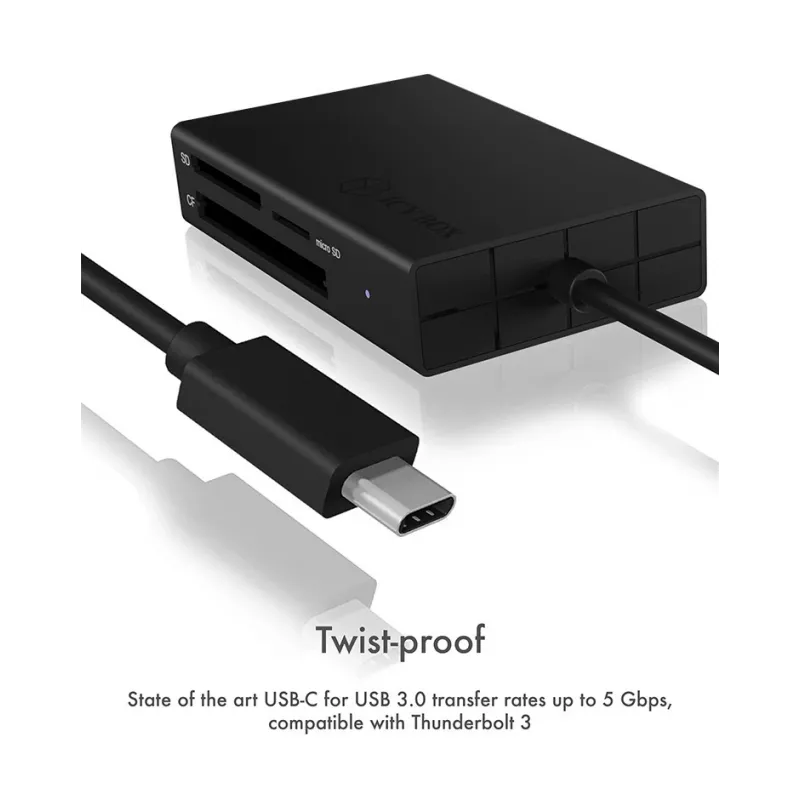 ICY BOX IB-CR401-C3 Kartenleser USB 3.2 Gen 1 (3.1 Gen 1) Type-C Schwarz