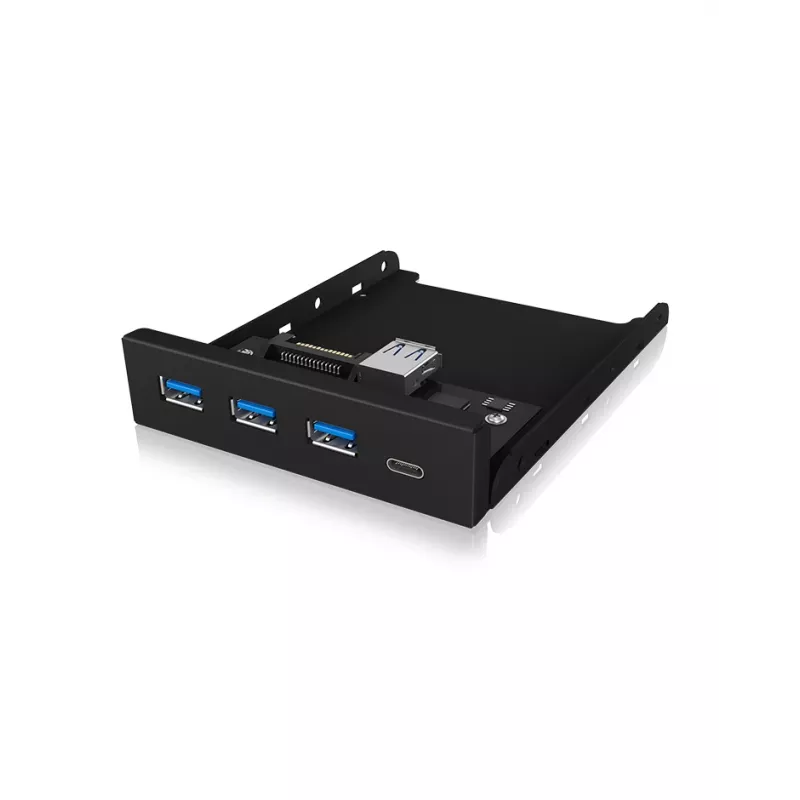 USB Hub ICY BOX IB-HUB1418-i3 — GL3520/ASM1543 Chipsatz, schwarz, 101×137×25 mm