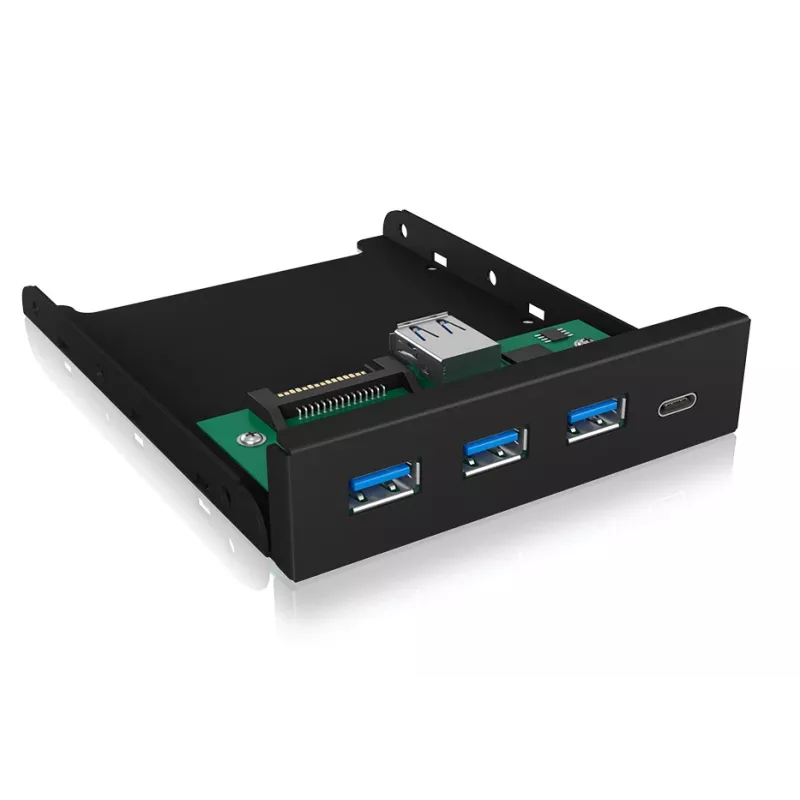USB Hub ICY BOX IB-HUB1418-i3 — GL3520/ASM1543 Chipsatz, schwarz, 101×137×25 mm