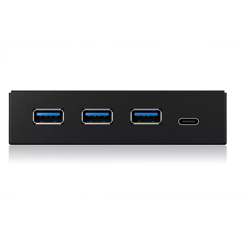 USB Hub ICY BOX IB-HUB1418-i3 — GL3520/ASM1543 Chipsatz, schwarz, 101×137×25 mm
