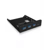 USB Hub ICY BOX IB-HUB1418-i3 — GL3520/ASM1543 Chipsatz, schwarz, 101×137×25 mm