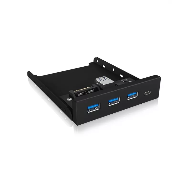 USB Hub ICY BOX IB-HUB1418-i3 — GL3520/ASM1543 Chipsatz, schwarz, 101×137×25 mm