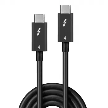 Lindy 1m Thunderbolt 4 Kabel, 40 Gbit/s, passiv, Stecker, Stecker, 1 m, 40 Gbit/s, Schwarz, Nickel/Gold