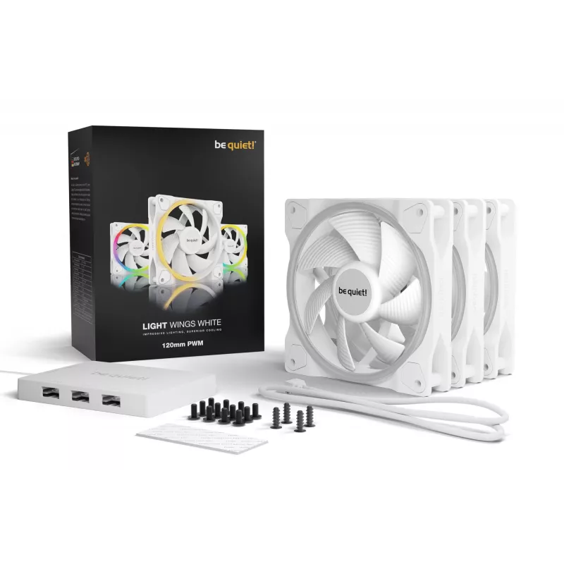 be quiet Light Wings White | 120mm PWM Triple Pack Computergehäuse-Lüfter 12 cm 3 Stück