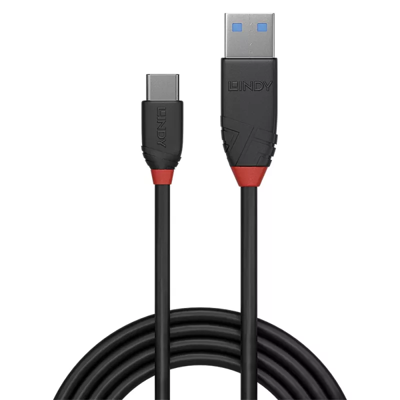 Lindy 1,5m USB 3.2 Typ A auf C Kabel, 10Gbps, Schwarz Line, 1,5 m, USB A, USB C, USB 3.2 Gen 1 (3.1 Gen 1), 10 Gbit/s, Schwarz