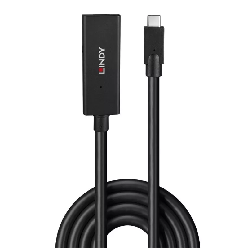 Lindy 5m USB 3.2 Gen 2 C/C Active Extension, 5 m, USB C, USB C, USB 3.2 Gen 2 (3.1 Gen 2), 10 Gbit/s, Schwarz