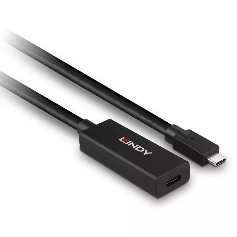 Lindy 5m USB 3.2 Gen 2 C/C Active Extension, 5 m, USB C, USB C, USB 3.2 Gen 2 (3.1 Gen 2), 10 Gbit/s, Schwarz