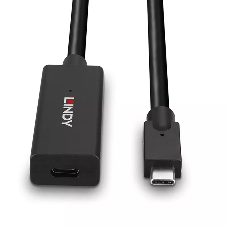Lindy 5m USB 3.2 Gen 2 C/C Active Extension, 5 m, USB C, USB C, USB 3.2 Gen 2 (3.1 Gen 2), 10 Gbit/s, Schwarz