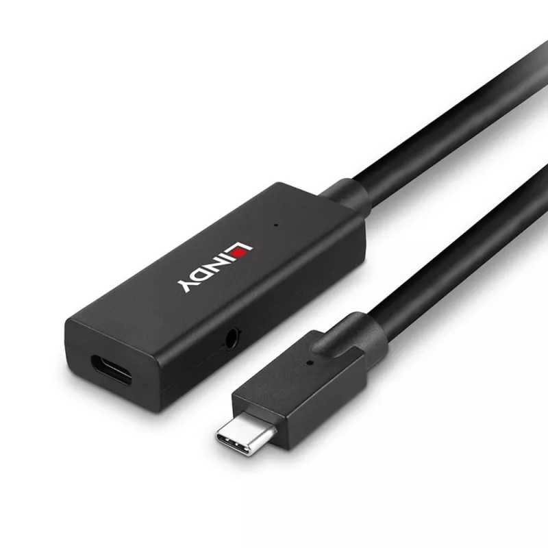 Lindy 5m USB 3.2 Gen 2 C/C Active Extension, 5 m, USB C, USB C, USB 3.2 Gen 2 (3.1 Gen 2), 10 Gbit/s, Schwarz