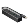 Lindy 4 Port USB 3.2 Type C Hub, USB 3.2 Gen 1 (3.1 Gen 1) Type-C, USB 3.2 Gen 1 (3.1 Gen 1) Type-A, 5000 Mbit/s, Grau, Aluminium, Kunststoff, 0,3 m