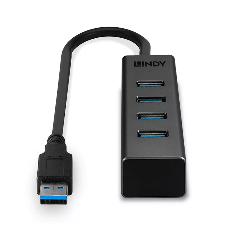 Lindy 4 Port USB 3.2 Type C Hub, USB 3.2 Gen 1 (3.1 Gen 1) Type-C, USB 3.2 Gen 1 (3.1 Gen 1) Type-A, 5000 Mbit/s, Grau, Aluminium, Kunststoff, 0,3 m