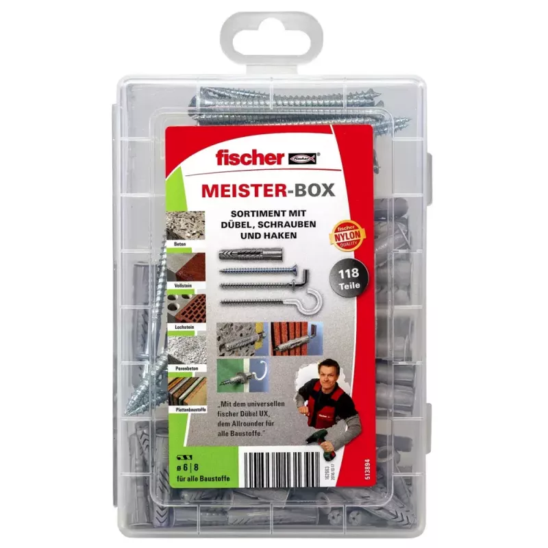 Schrauben- und Dübelset Fischer MEISTER-BOX UX 75 Stück
