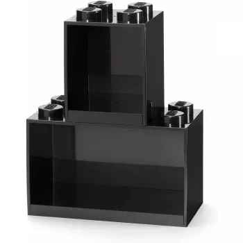 room copenhagen LEGO Brick Shelf 8+4 schwarz — modulares Wandregal mit 2 Ablagen
