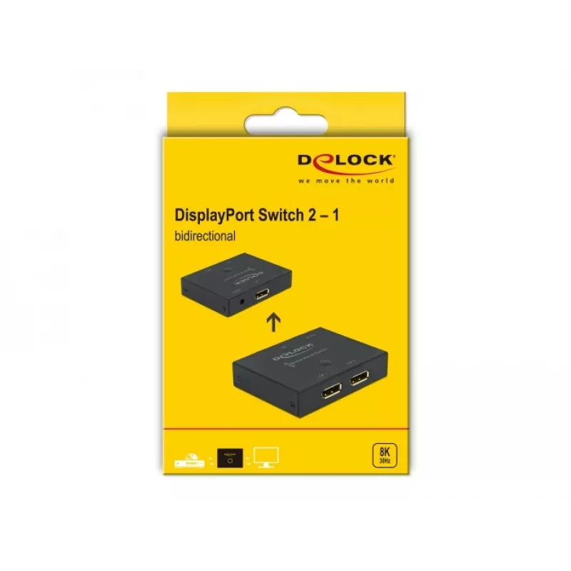 DELOCK DisplayPort 2 - 1 Switch - bidirektional 8K 30 Hz