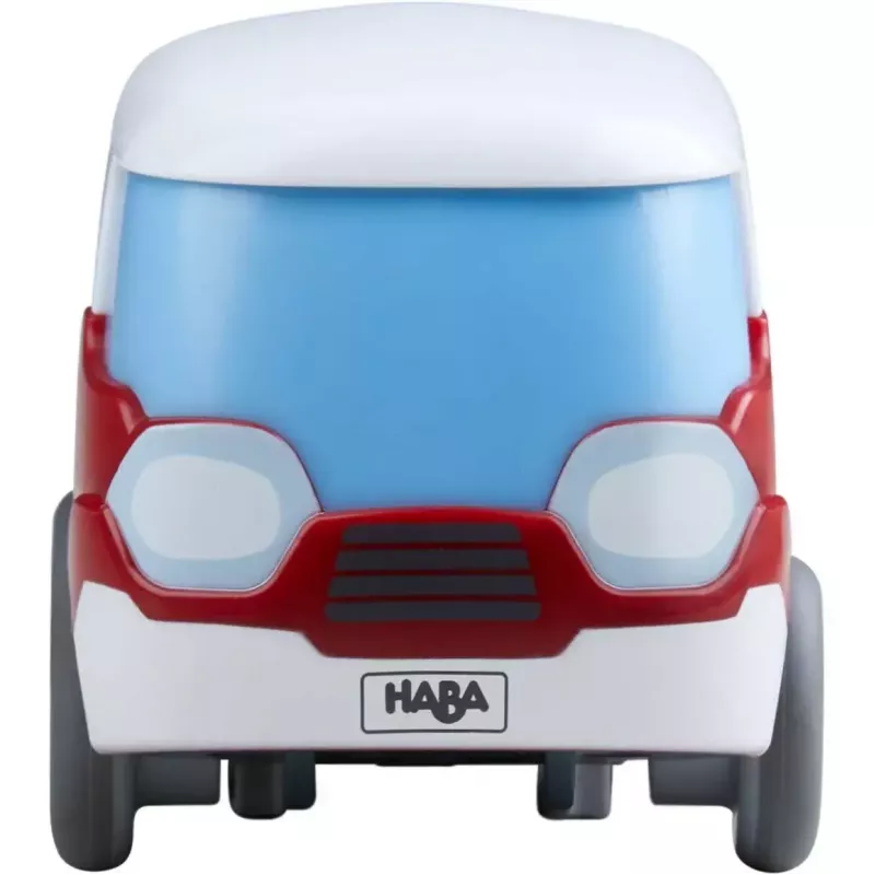 Bus HABA Kullerbu Momentum Motor Mini Bus Blau Grau Rot Weiß