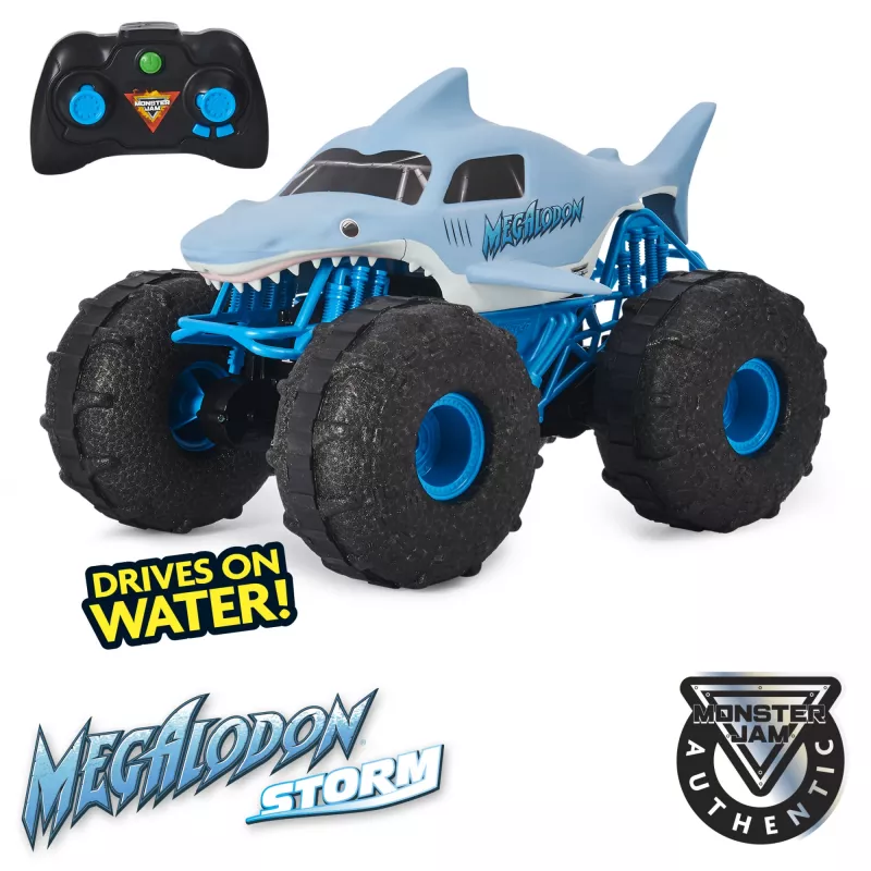 Monster Jam, offizieller Megalodon STORM All-Terrain ferngesteuerter Monster Truck, Maßstab 1:15