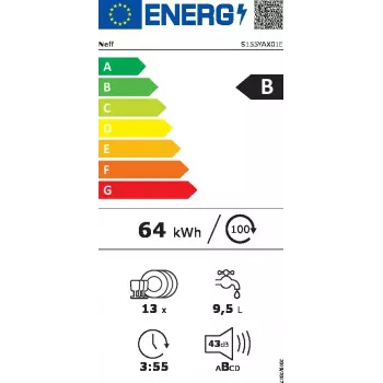 Neff S155YAX01E Geschirrspüler vollintegrierbar 13 Maßgedecke