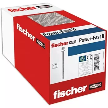 Schraube Fischer 670501 – Stahl-Holzschraube 100 mm, 6 mm Durchmesser, 60 mm Gewinde, Packung mit 25 Stück