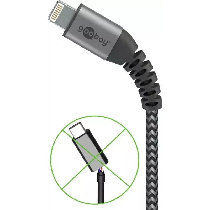 Lightning-Kabel Wentronic 49267 0,5 m Schwarz-Grau